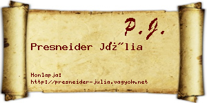 Presneider Júlia névjegykártya